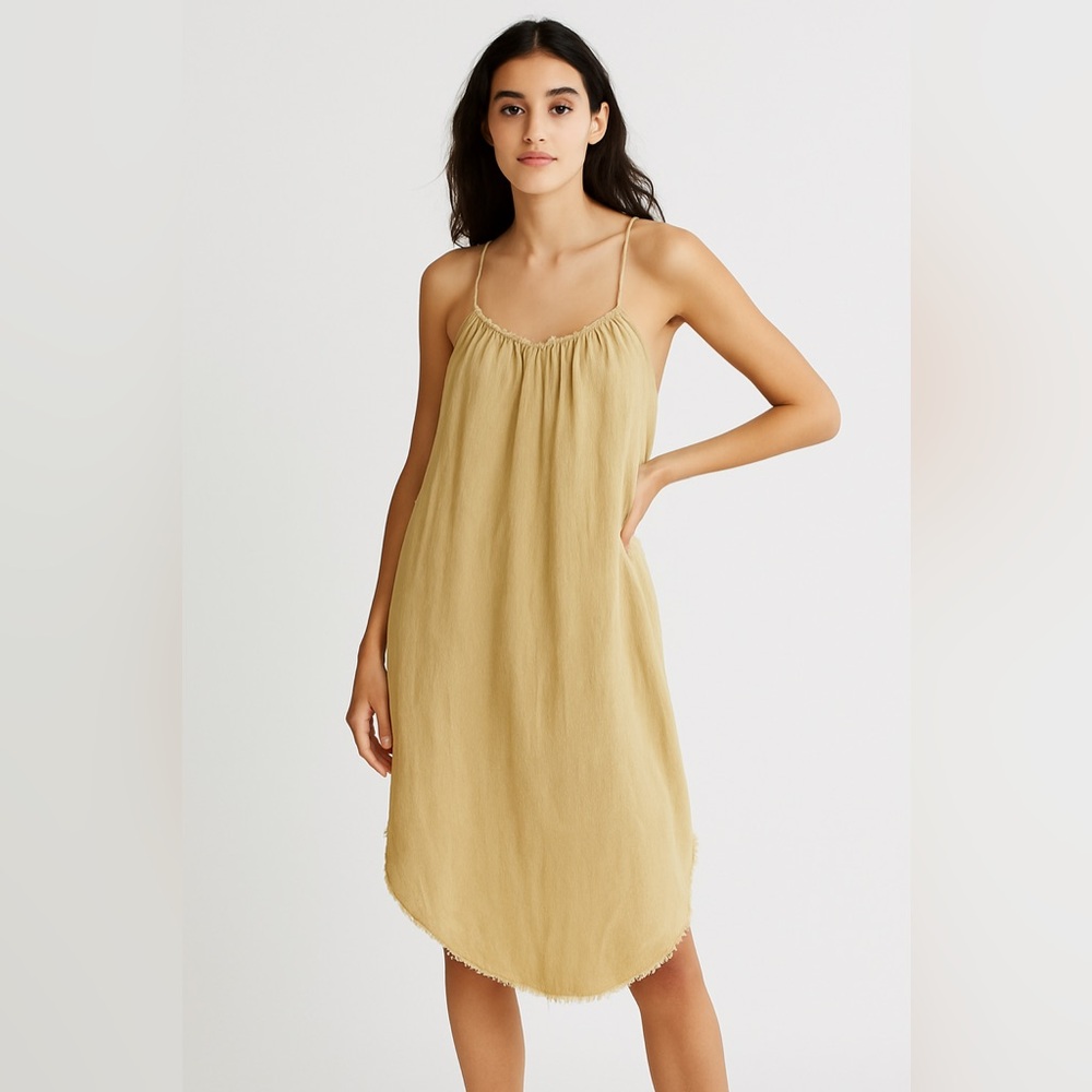 Urban Renewal by UO Raw Hem Slip Dress‎ Mustard Yellow Sustainably Chic Sz M